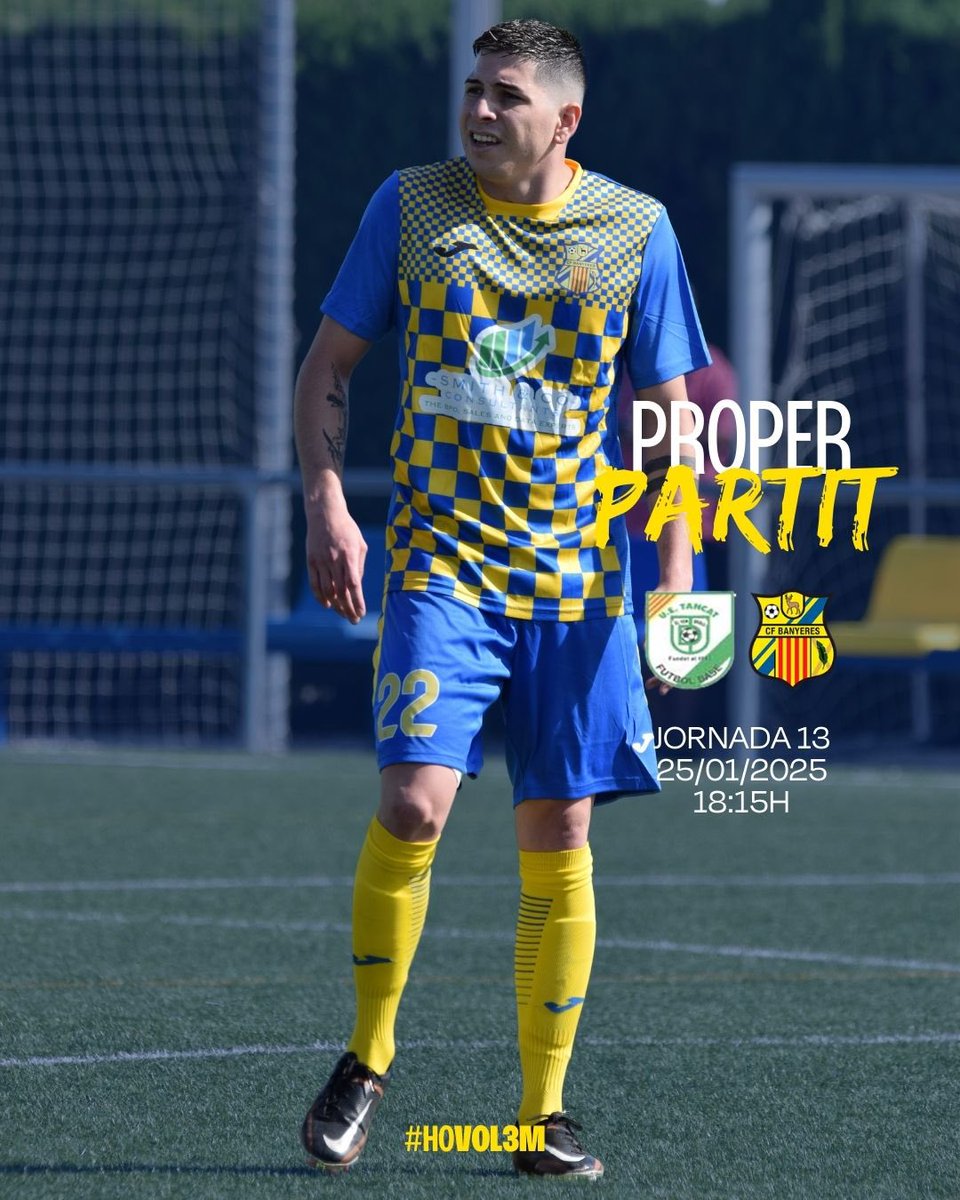 cfbanyeres's tweet photo. 📆 El dissabte afrontem el primer duel directe pel títol de lliga i l’ascens directe de la segona volta. Un derbi en tota regla conta la UE Tancat en el qual necessitem el vostre suport per tornar amb una victòria! 

#HoVol3m #4cat31 💛💙🫎 https://t.co/4vJWdxQGjI