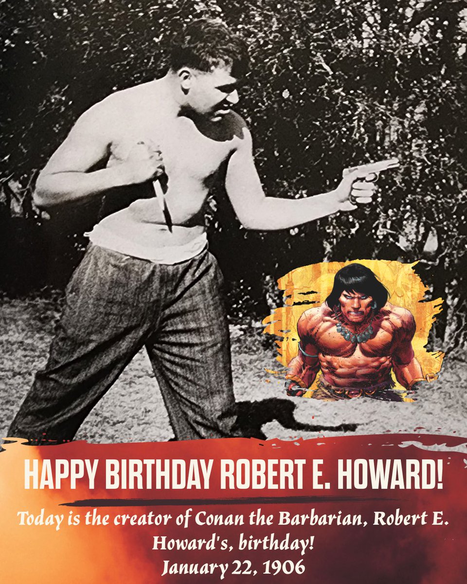 conanbycrom's tweet photo. Hark, Cimmerians! Raise thy chalice high and drink deep to the mightiest of wordsmiths, Robert E. Howard - Born on this day January 22nd, 1906! He who birthed Conan and countless tales of valor, without whom none of us would stand here this day. To Bob, the legend among legends! If he were listening, what is thy message to REH on this day?
#conan #conanthebarbarian #robertehoward #REH #swordandsorcery