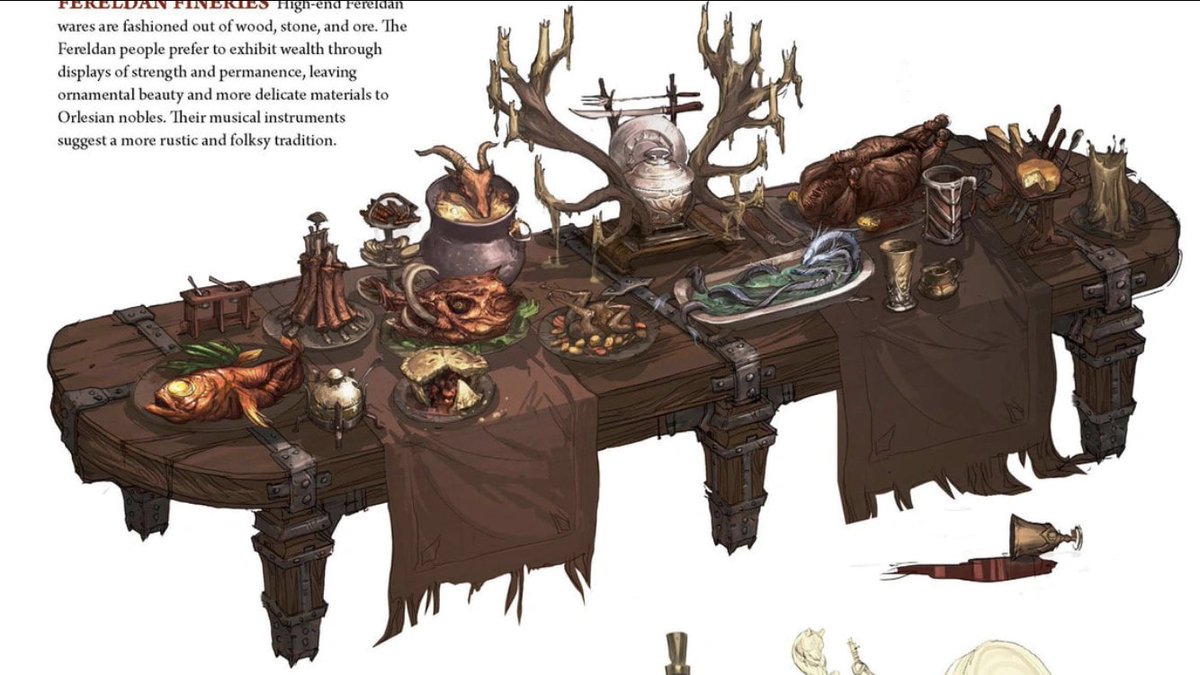 working on a table based on some art from one of the dragon age lore books  

the goal is to also do the yummy spread of food on top😋

#3dart #environmentart #dragonage