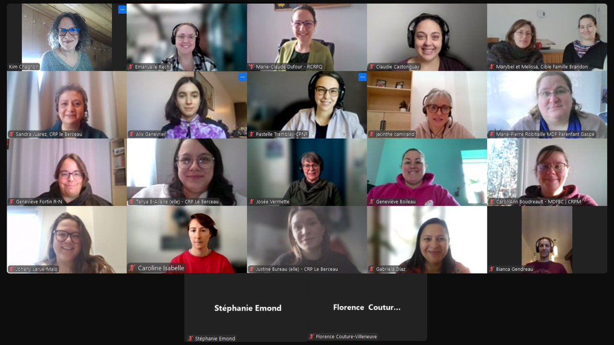 RCRPQ's tweet photo. Merci aux intervenantes qui ont participé aujourd'hui à notre communauté de savoir et de pratique  sur l’animation de groupes de soutien et prévention de la dépression post-partum.   

Grâce à vous, de nombreuses mamans se sentent moins seules et mieux soutenues.  #SanteMentale https://t.co/Pxl8ARnUJ5