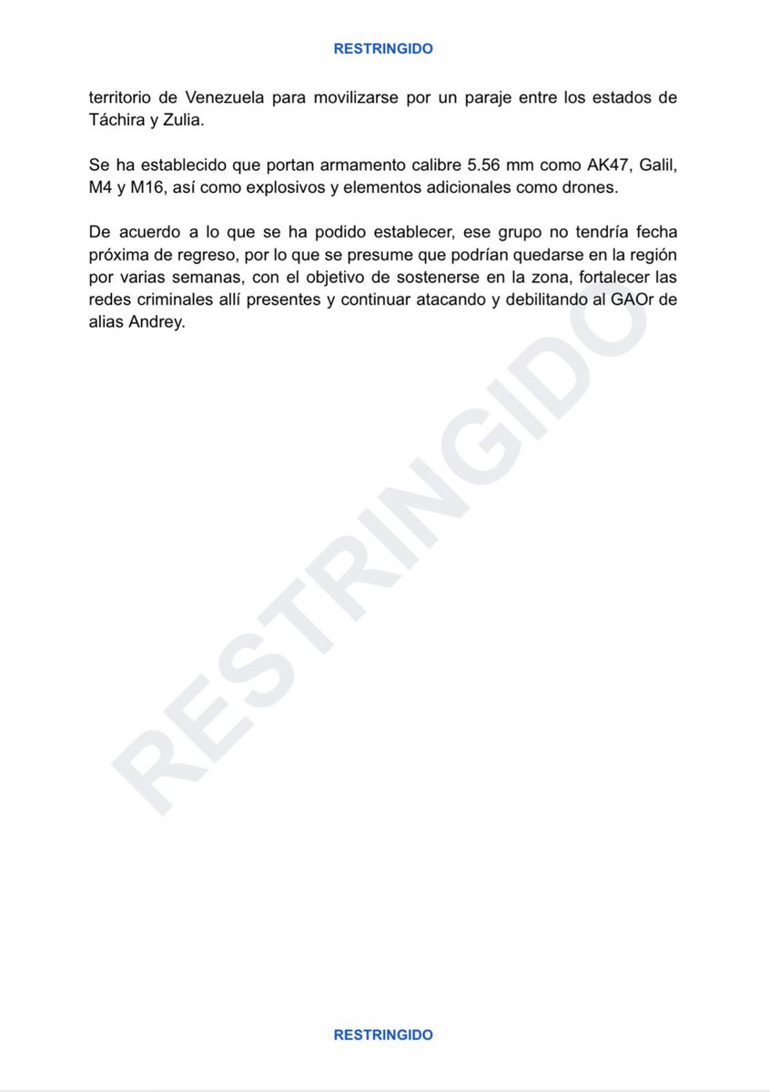 Ramnier's tweet photo. Medios Colombianos acaban de publicar un informe de inteligencia militar que revela que el grupo guerrillero ELN pudo llegar y ejecutar la masacre en la región del Catatumbo (Colombia) porque se les dió paso por Venezuela a traves de los Estados Tachira y Zulia. Muy grave esto. https://t.co/ruYaO1FmAt