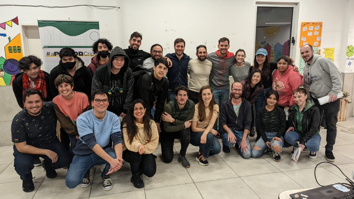 APRENDOlatam's tweet photo. As we start 2025 and reflect on our journey, we remember how it all began and the people who made it possible. In 2019, @AyaMiyagotchi  from the Ethereum Foundation visited one of our first #APRENDOcripto workshops in Buenos Aires, sparking a movement. https://t.co/QYWNOtbGJc