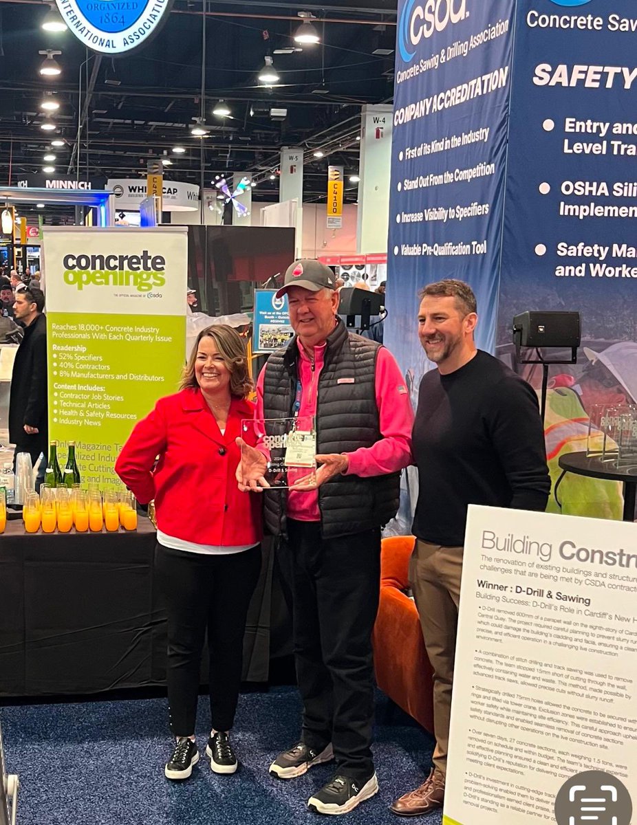 We’ve only gone and done it … we’ve won a #DiamondAward at the <a href="/WorldofConcrete/">World of Concrete</a> show in Las Vegas 🤩

Tim Beckman, a long standing friend of <a href="/DDrillGroup/">D-Drill Group</a>  collected the #award 🏆 for us. Presented by Kellie Kimball - President of <a href="/CSDAconcrete/">CSDA</a> 

#ConcreteIOpenings #WOC2025