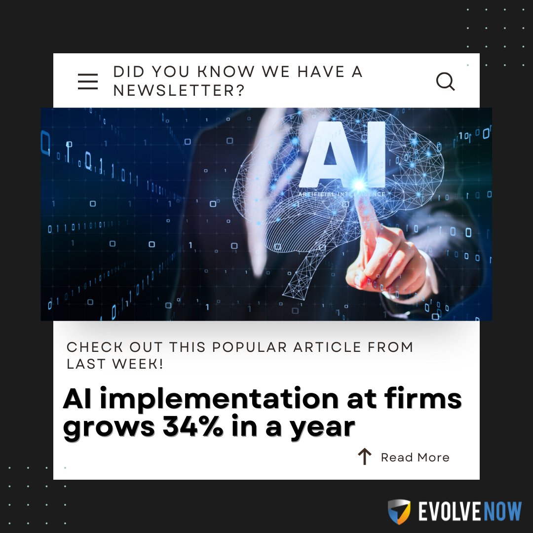 Check out our most popular article from last week: accountingtoday.com/news/ai-implem…

Remember to subscribe to our AI powered newsletter to stay up to date! bit.ly/c3nwltr

#EvolveNow #News #AI #Accounting