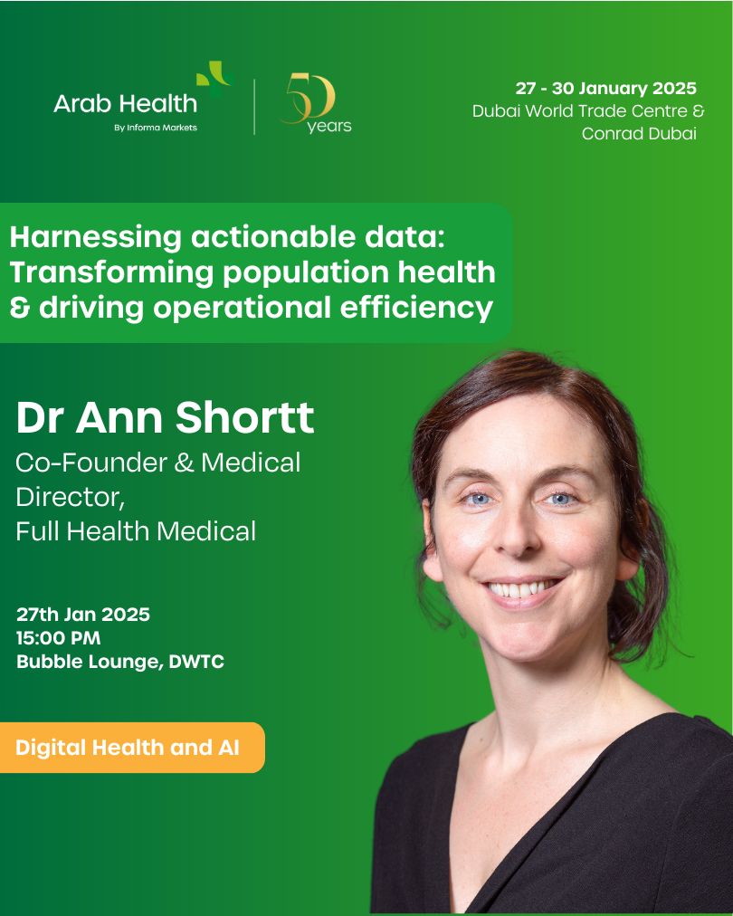 jasonhoran's tweet image. Colleague from @MayoVacCentre #EmergencyDepartment and @Full_Health Ann Shortt speaking at the @Arab_Health conference in #Dubai on Monday about harnessing actionable data in healthcare to improve longevity and prevent development of disease.