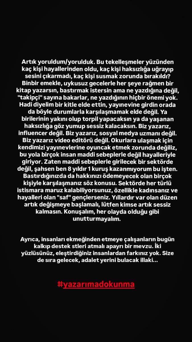 #yazarımadokunma