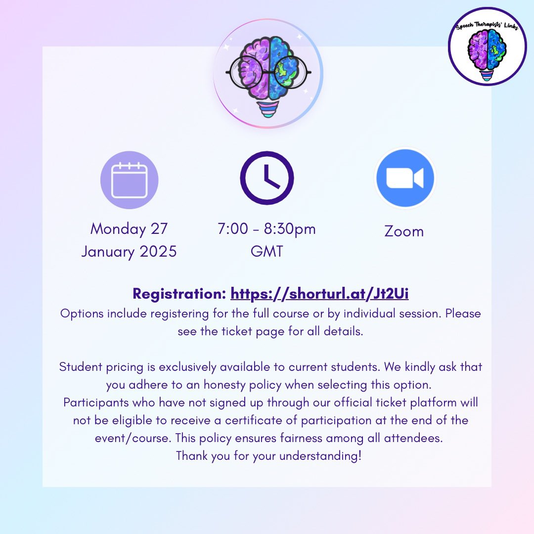 Speech Therapists' Links (@st_links) on Twitter photo Ever look at a brain scan & think “what’s this?!”. We’re honoured to welcome Mr Jonathan Thant, consultant neurosurgeon, to discuss imaging & its implications! Alongside <a href="/medicslt_ckay/">Claudia Kate (Dr CKAY)</a>, we’ll explore imaging’s use in stroke #SLT ax & management!
🗓️ 27 January, 7pm, Zoom Ever look at a brain scan & think “what’s this?!”. We’re honoured to welcome Mr Jonathan Thant, consultant neurosurgeon, to discuss imaging & its implications! Alongside <a href="/medicslt_ckay/">Claudia Kate (Dr CKAY)</a>, we’ll explore imaging’s use in stroke #SLT ax & management!
🗓️ 27 January, 7pm, Zoom