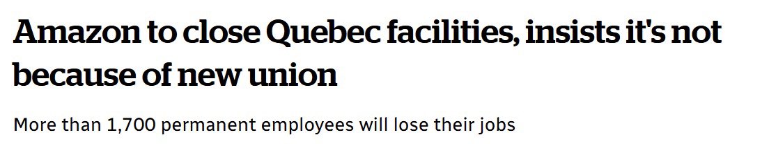🧵
1/4 Amazon is shutting down its Quebec facilities, cutting over 1,700 jobs under the guise of "cost savings." Let’s be clear: this is union busting, plain and simple.