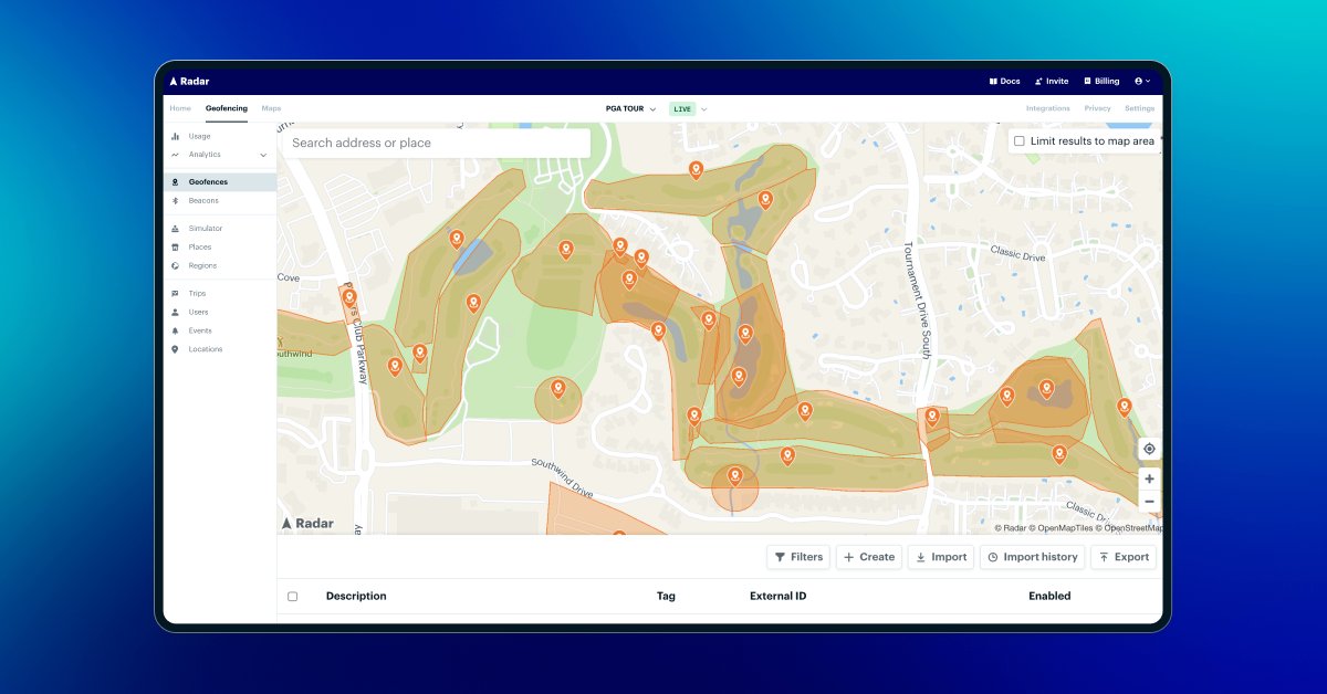 "Radar helped the PGA TOUR increase location-based notification open rates by 71%, allowing us to me