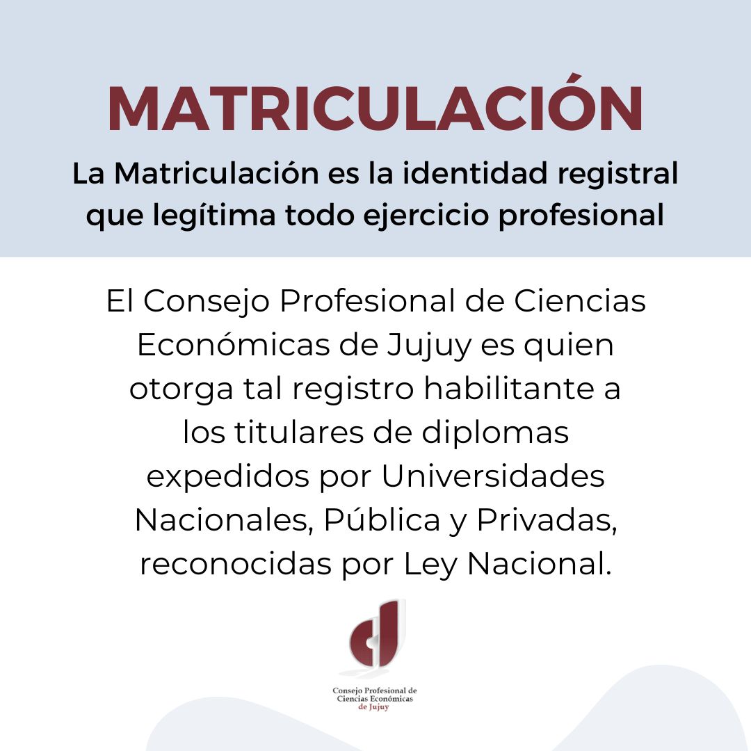 JujuyCpce's tweet photo. 📢 ¡𝗠𝗮𝘁𝗿𝗶𝗰𝘂𝗹𝗮𝘁𝗲 𝗵𝗼𝘆 𝗲𝗻 𝗲𝗹 𝗖𝗣𝗖𝗘 𝗝𝘂𝗷𝘂𝘆!
👩‍💼 ¿Sabías que la matriculación es obligatoria para ejercer en Ciencias Económicas?
La Ley N° 3813/1981 respalda tu inscripción y protege tu desempeño profesional onstancias tributarias.
👉 https://t.co/729z6q2DRx https://t.co/zeRacssKrN
