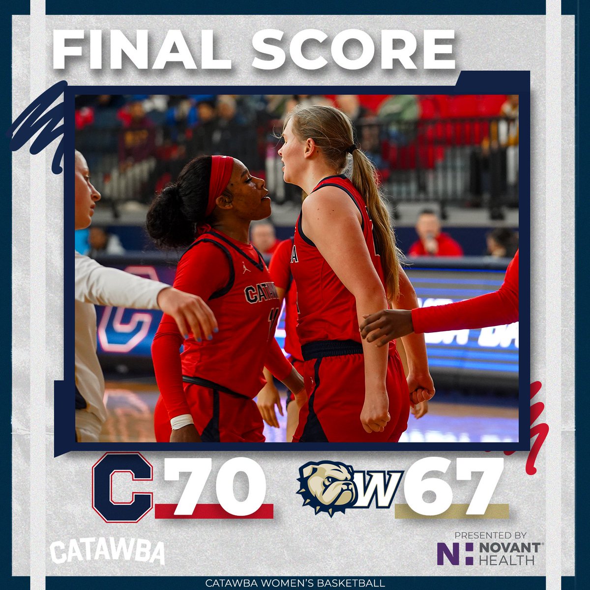 Catawba College Athletics (@catawbaindians) on Twitter photo CATAWBA INDIANS WIN 🔴
<a href="/catawba_wbb/">Catawba Women’s Basketball</a> opens up the Red Out with a thriller❗️
Bailee Goodlett | 13 pts, 4 ast & 3 stls
Mary Spry | 12 pts off the bench
Julie Janus | 10 pts & 3 stl
Janiya Foskey | 10 pts, 10 rebs & 5 stl CATAWBA INDIANS WIN 🔴
<a href="/catawba_wbb/">Catawba Women’s Basketball</a> opens up the Red Out with a thriller❗️
Bailee Goodlett | 13 pts, 4 ast & 3 stls
Mary Spry | 12 pts off the bench
Julie Janus | 10 pts & 3 stl
Janiya Foskey | 10 pts, 10 rebs & 5 stl