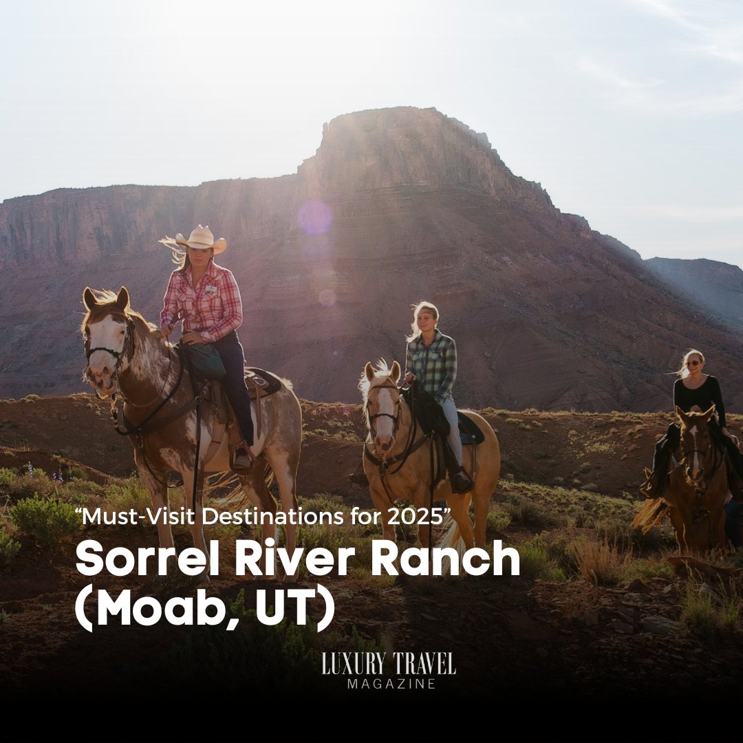 SorrelRanch's tweet photo. We’re honored to be featured in @luxurytravelmag
as one of the must-visit destinations for 2025! A huge thank you for their kind words and for recognizing Sorrel River Ranch as the perfect escape for adventure seekers and relaxation lovers alike.  

Whether you’re craving a serene getaway surrounded by Moab’s breathtaking landscapes or looking for an unforgettable outdoor adventure, 2025 is the year to experience it all with us.  

Start planning your dream escape today—read the full article and see why Sorrel River Ranch is a must on your travel list: https://t.co/ZQmWbQZJxq 

#SorrelRiverRanch #WinterGetaway #MoabMagic #HorseLoversParadise #SorrelRiverRanch #LuxuryRanchResort #ColoradoRiverViews #MountainRetreat #LuxuryInTheWest #VacationInStyle #MoabUtah #UtahAdventures #ExploreUtah #VisitUtah #ScenicViews #WesternEscape #BucketListTrip #FamilyTravel #FamilyGetaway