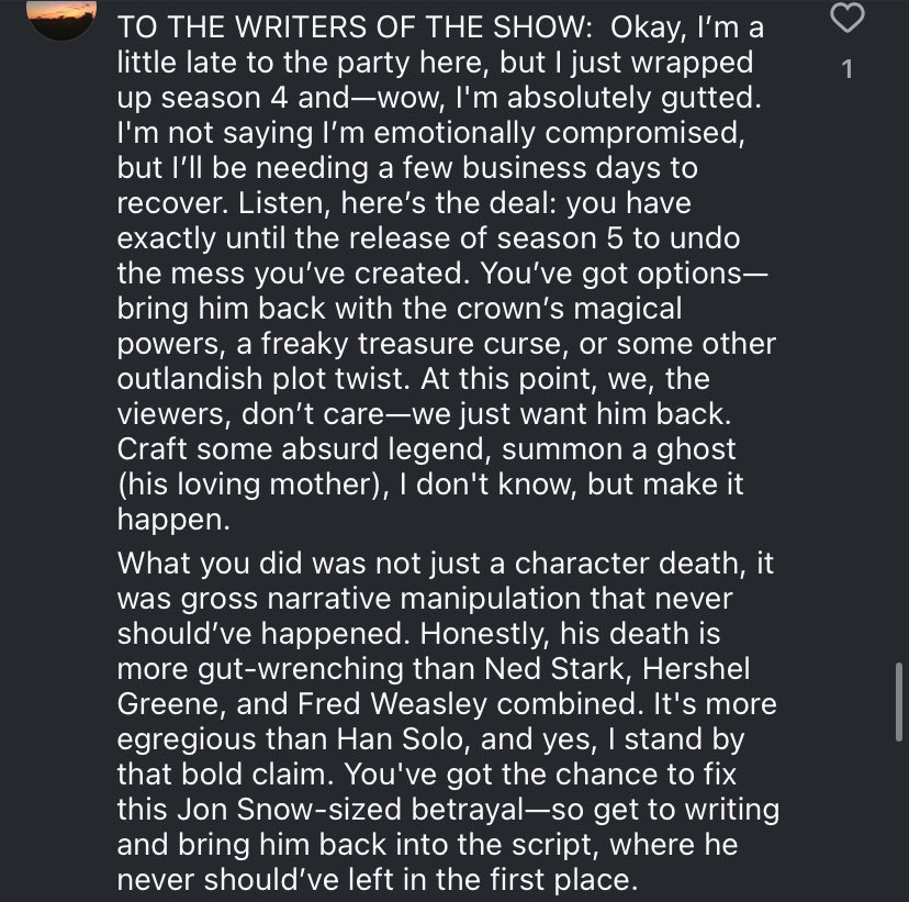 This Instagram comment on the official obx account is pure beauty 😂