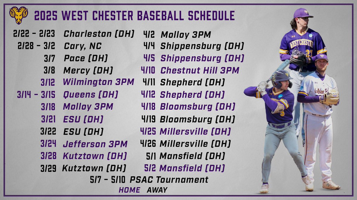 BaseballWcu's tweet photo. The 2025 schedule is here and it won’t be long before the Rams take the field again! 🐏🤘 #ramsup https://t.co/WbE1UmRuHF