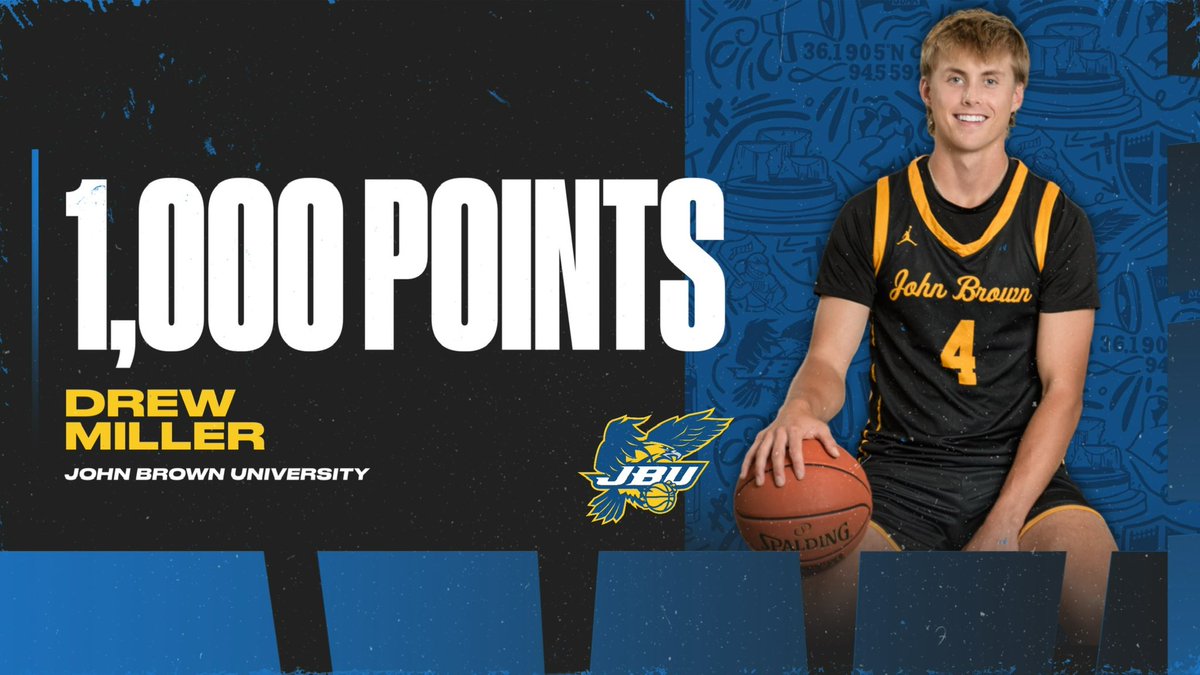 Congratulations to Drew Miller on scoring his 1,000th career point on Monday night! 

Miller becomes the 33rd player in program history to surpass 1,000 points! 

#gojbu #onwardsoar