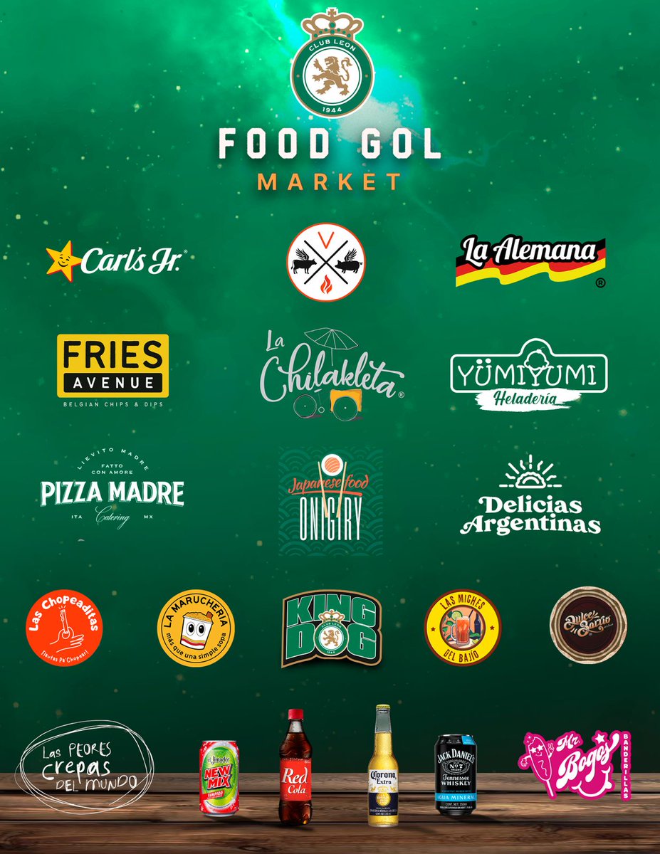 clubleonfc's tweet photo. ¡𝗣𝗥𝗘𝗣𝗔́𝗥𝗔𝗧𝗘 𝗣𝗔𝗥𝗔 𝗟𝗢 𝗡𝗨𝗘𝗩𝗢! 😋

Ahora en el Glorioso 🏟️ podrás comer delicioso en nuestro 𝗙𝗢𝗢𝗗 𝗚𝗢𝗟 𝗠𝗔𝗥𝗞𝗘𝗧, ubicado en la explanada de Preferente y Zona A.

¡También busca a los vendedores en tribuna! 

🍔🌮🥩🍟🍖🍦🍕🌭🍣🥟🍺🥤 https://t.co/XDuxi2EUC9
