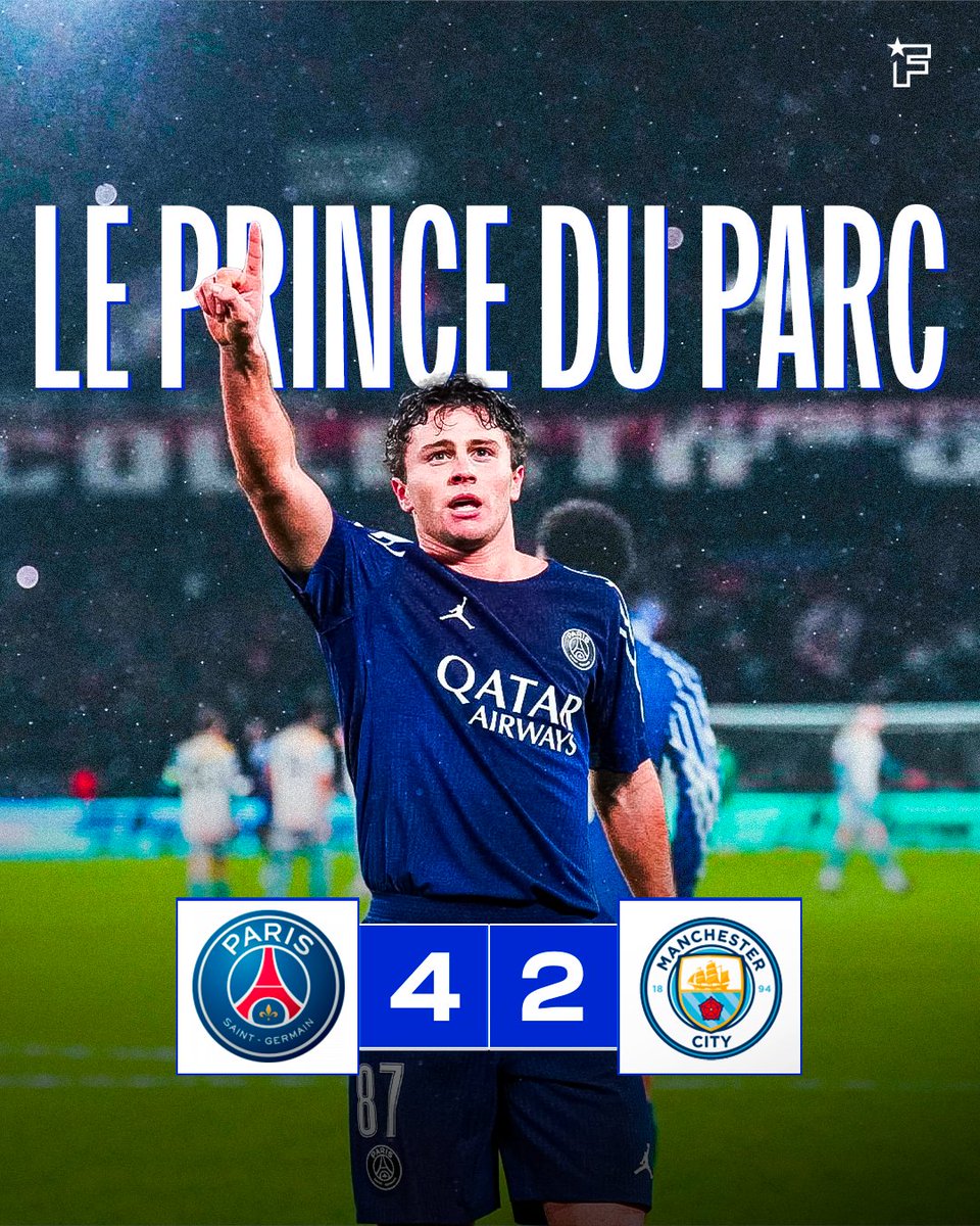 footmercato's tweet image. LdC : le PSG renverse Man City après un match fou !
&amp;gt; Le résumé du match : bit.ly/4hbe84T

Un mot sur le match de João Neves ? 🔥🤔

#PSGMCI #UCL