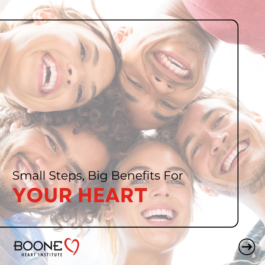 BooneHeart's tweet photo. Small steps, big heart impact!  Simple daily tweaks can boost energy &amp; well-being.  Start small, be consistent - watch it add up!  #SmallStepsBigImpact  #HeartHealthTips #BooneHeartInstitute https://t.co/NYIxzsE743