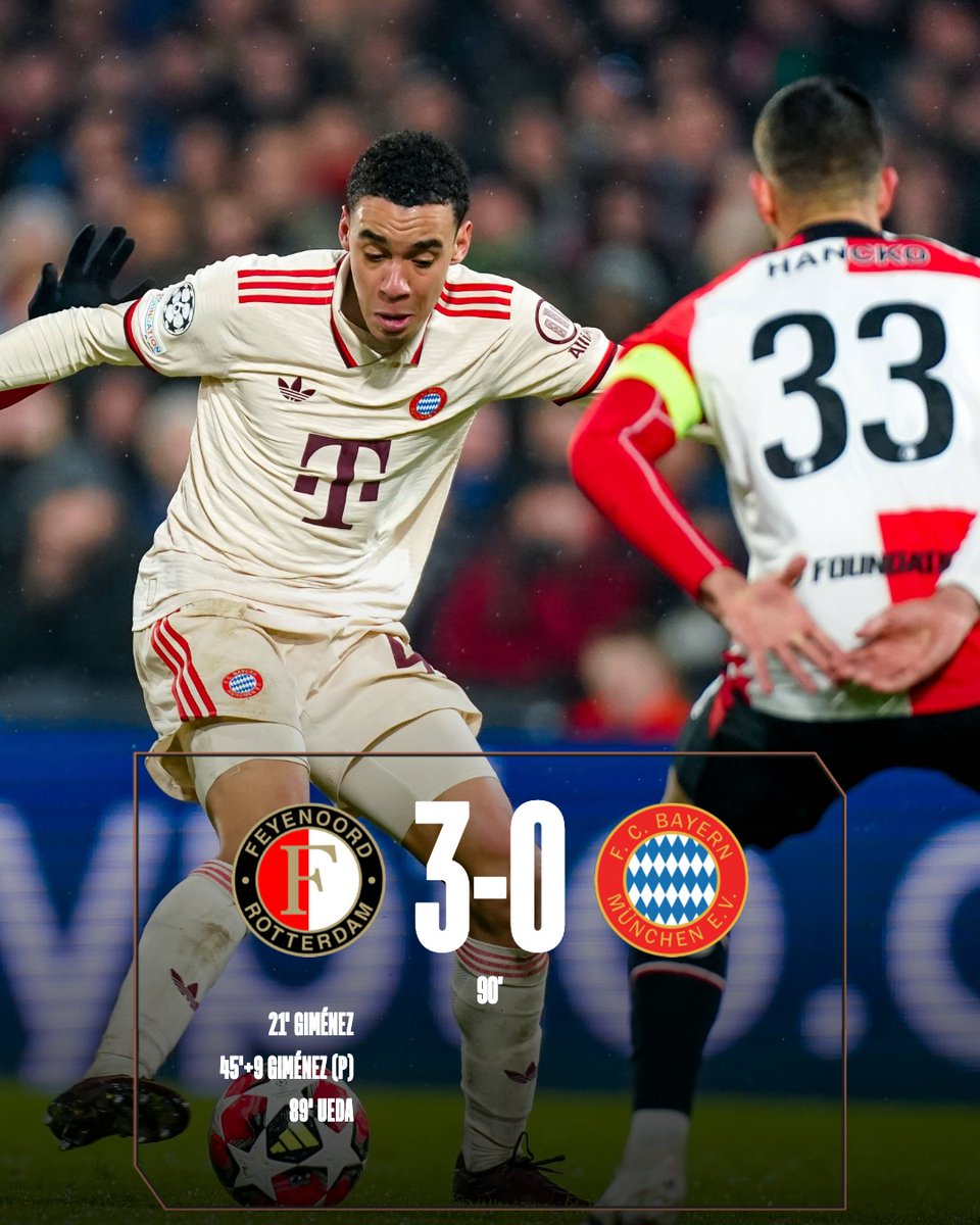 FCBayernEN's tweet photo. Defeat at De Kuip.

#FEYFCB #UCL https://t.co/Em8RRBfzGv
