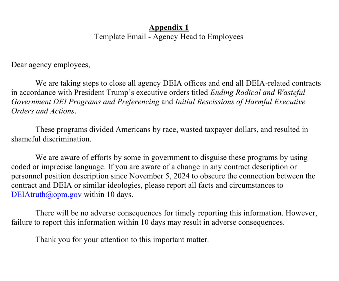 tatere's tweet image. V important that you send only v serious messages to DEIAtruth at opm dot gov yes that is the real address.
&quot;There will be no adverse consequences for timely reporting this information. However, failure to report this information w/in 10 days may result in adverse consequences.&quot;
