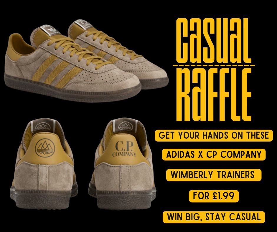 CasualRaffle's tweet photo. Get your hands on a pair of C.P. Spezial Wimberlys for just £1.99, these sold out instantly upon release. Tickets are selling fast, don't miss out! Get your tickets now. 

https://t.co/2dSbXlAchG 

 #awaydays #Raffle #StoneIsland #Adidas #casuals #cpcompany #stoneisland #adidas https://t.co/K1POVfFg3W