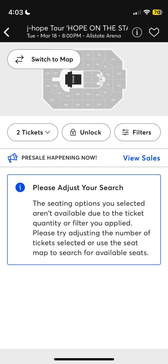 Hope_Vmin7's tweet photo. NOOO😭💔 I was early in the Queue too!!!🥹 #JHOPE #jhope_TOUR #Ticketmaster https://t.co/Cnb7ZsBxqk