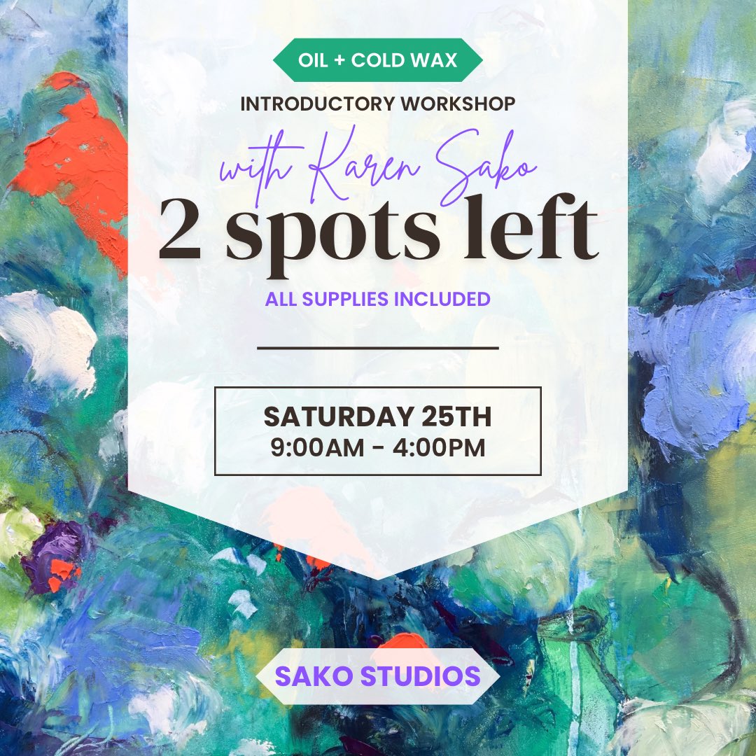 KarenSako's tweet image. Who wants to explore the versatility of oil and cold wax medium at my art studio?

All supplies are included. 

1.25.25 9-4pm

#artinstruction #oilandcoldwax #oilpainting #artworkshop #artistonx