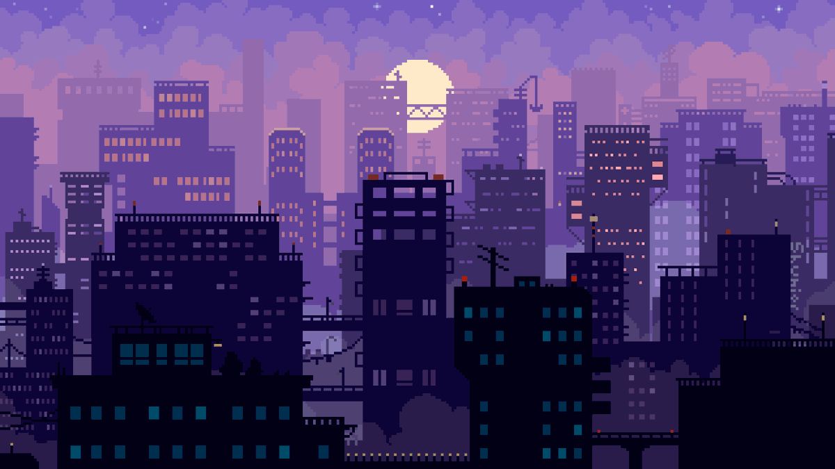 Purple nights 🌕 #pixelart #ドット絵