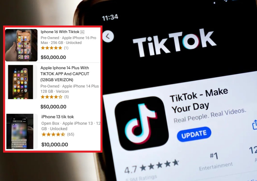 mymixtapez's tweet image. iPhones with TikTok are selling for up to $50K on eBay after news that TikTok won't return to the App Stores until sold to a U.S. buyer!!