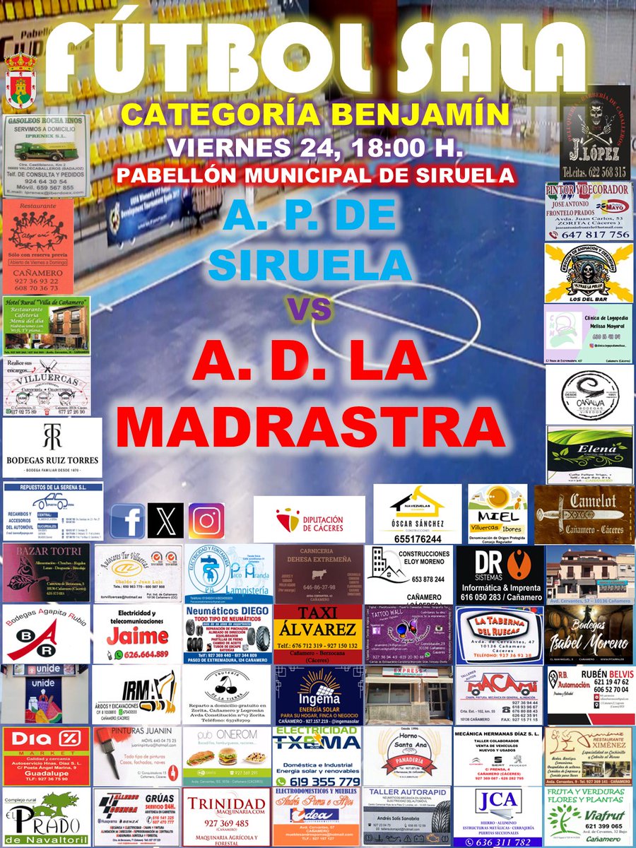 ⚽️ Jornada 10 ⚽️

🆚 @siruelafutsal  <a href="/SiruelaFutsal/">SIRUELA FUTSAL</a>
📍 Pabellón Municipal de Siruela 
📆  Viernes 24 de Enero 
⏱️ 18:00 H.

❤️ SOMOS EQUIPO 🤍