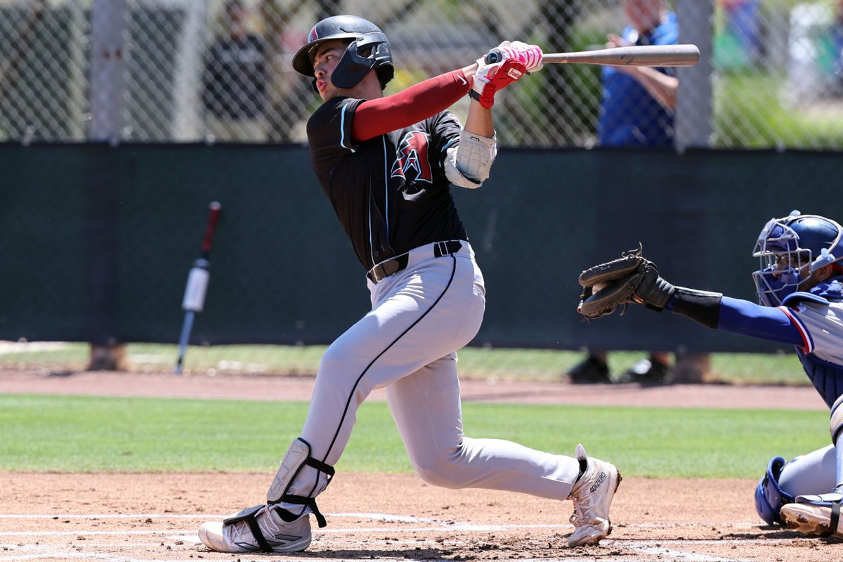 Baseball America (@baseballamerica) on Twitter photo Demetrio Crisantes enters 2025 on a *57-game hitting streak.*
That's just nine games behind Mookie Betts' stretch over a decade ago.
We think the <a href="/Dbacks/">Arizona Diamondbacks</a> infielder could rise the Top 100 in 2025 📈
baseballamerica.com/stories/10-pla… Demetrio Crisantes enters 2025 on a *57-game hitting streak.*
That's just nine games behind Mookie Betts' stretch over a decade ago.
We think the <a href="/Dbacks/">Arizona Diamondbacks</a> infielder could rise the Top 100 in 2025 📈
baseballamerica.com/stories/10-pla…