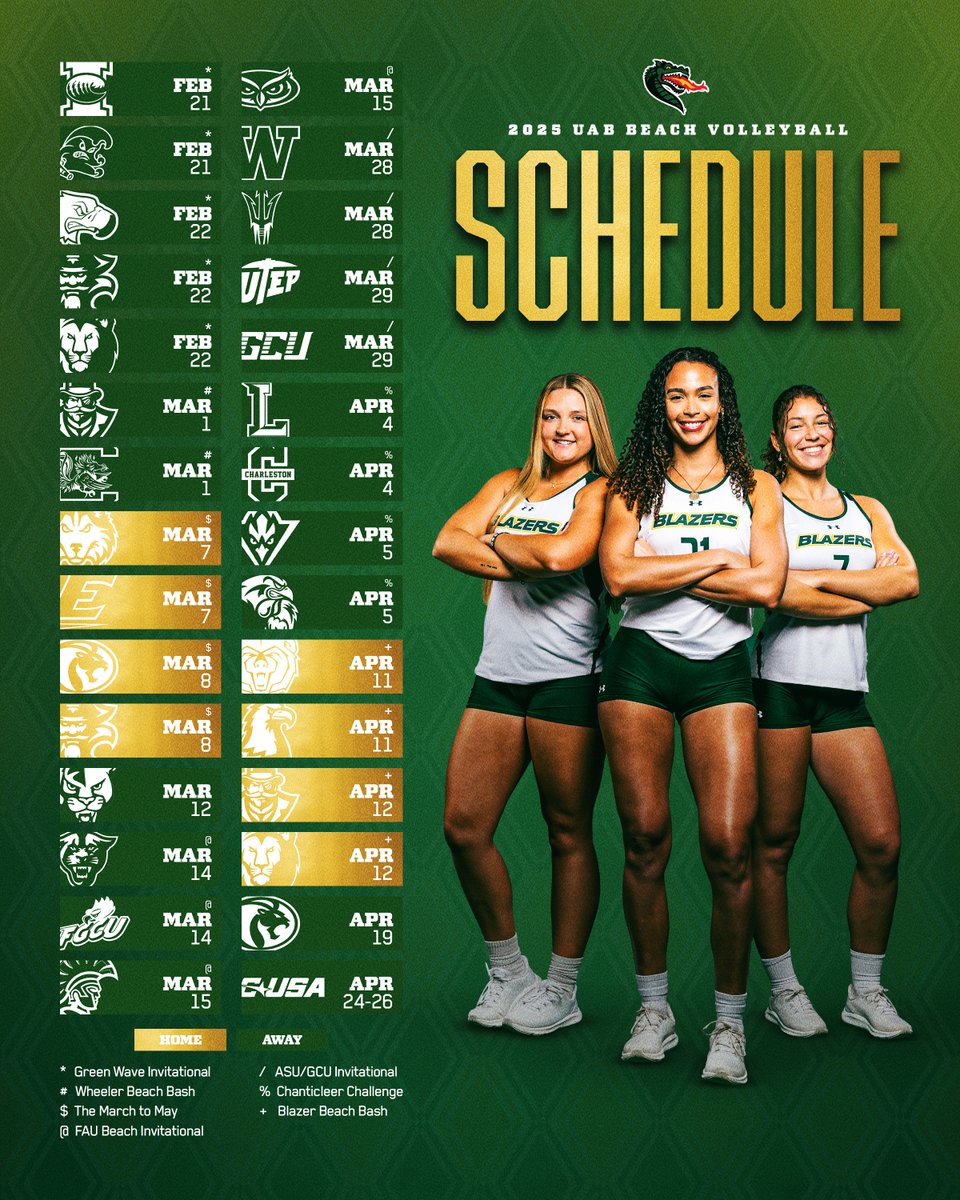 Coming to a beach near you! 😉

The official 2025 UAB Beach Volleyball schedule has been released! 

🔗: bit.ly/40vxMBB

#WinAsOne