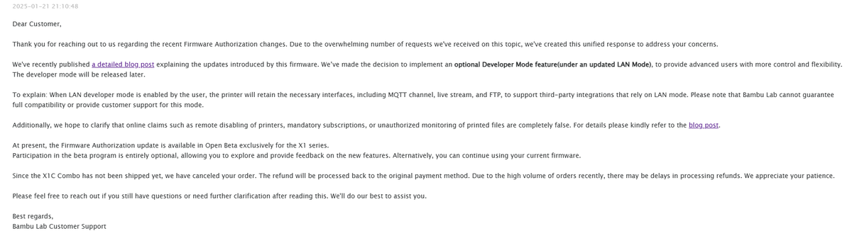 leadfollowmove's tweet photo. @electronranger @geerlingguy @hey_fly_guy Maybe. Their full response for transparency. End result is poor customer service and a lost customer (shoved?) https://t.co/XwnN6crA3K