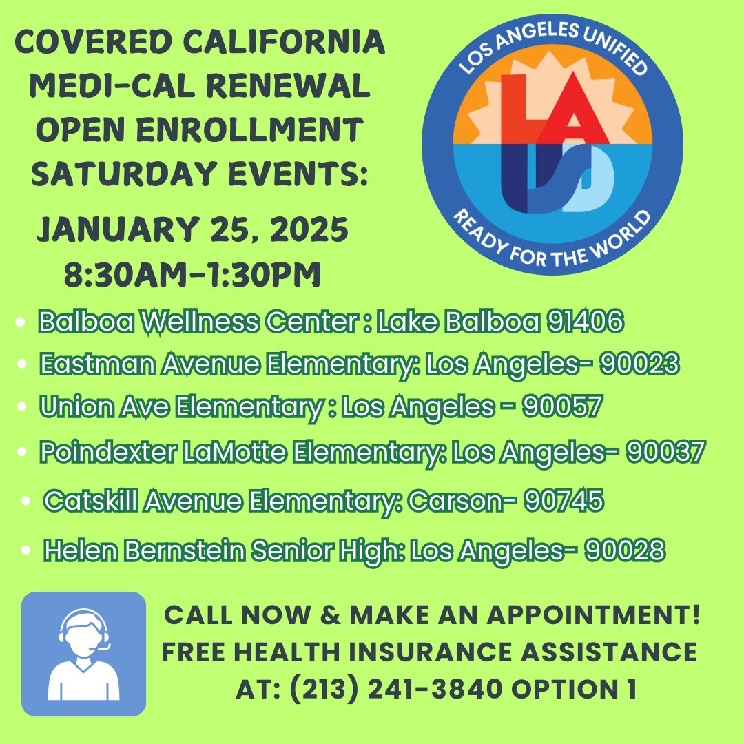 Health Insurance is for EVERYONE!
📞 For appointments please call The Student &amp; Family Wellness Hotline at (213) 241-3840 and secure your spot!
#CommunityEvents #OpenEnrollment #JoinUs #Health #Insurance #qualityaffordablehealthcare