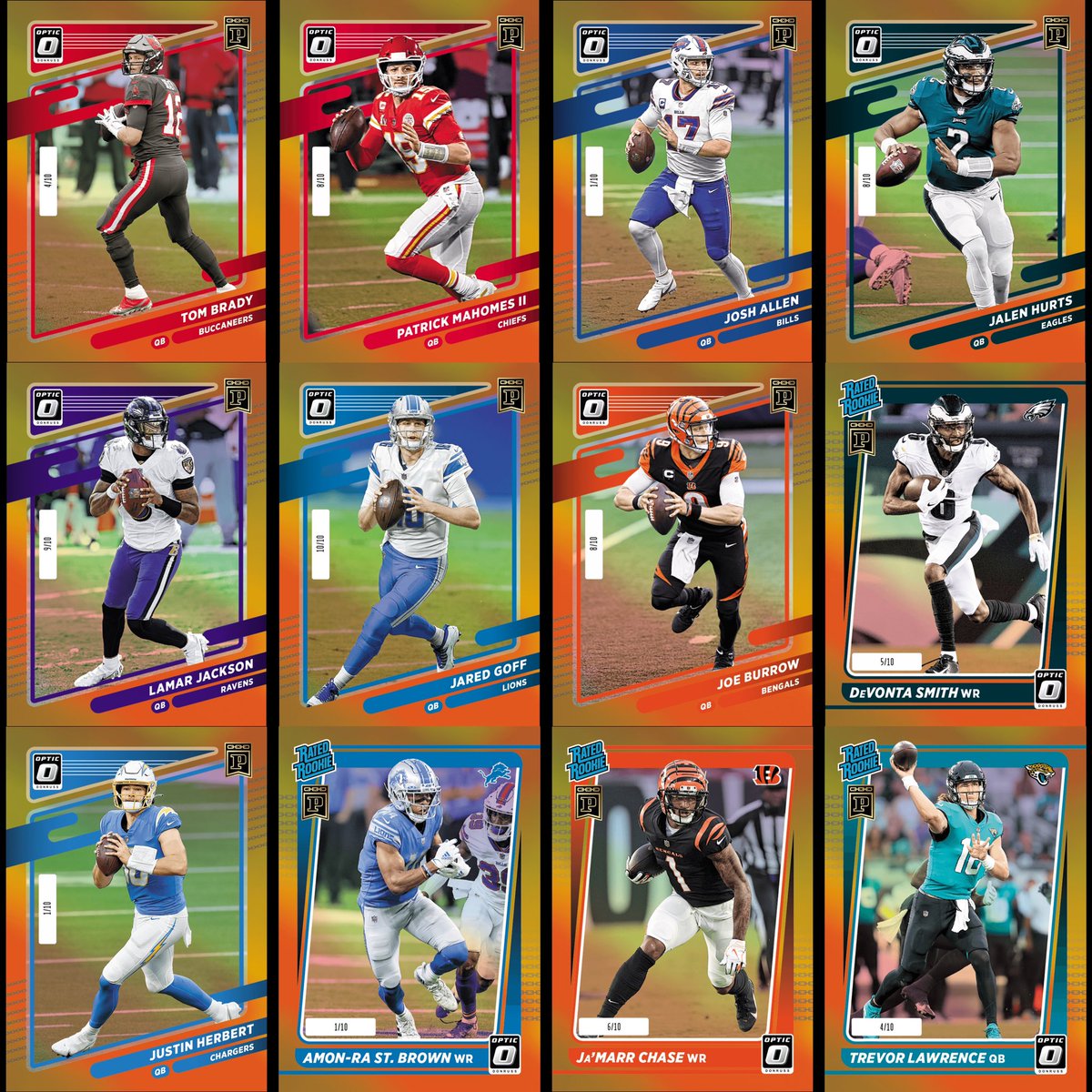 Collector highlight:

<a href="/DevsNeverPickMe/">Skallagrimss | Panini Degenerate</a> Skalla IRL is a lawyer, but he just broke the 2nd law of thermodynamics in completing this impossible set:

#PaniniBlockchain Optic Gold /10: 195 vets + 100 1st appearance of RatedRookies.

Some highlights are attached as 12-way pairing. 🤯