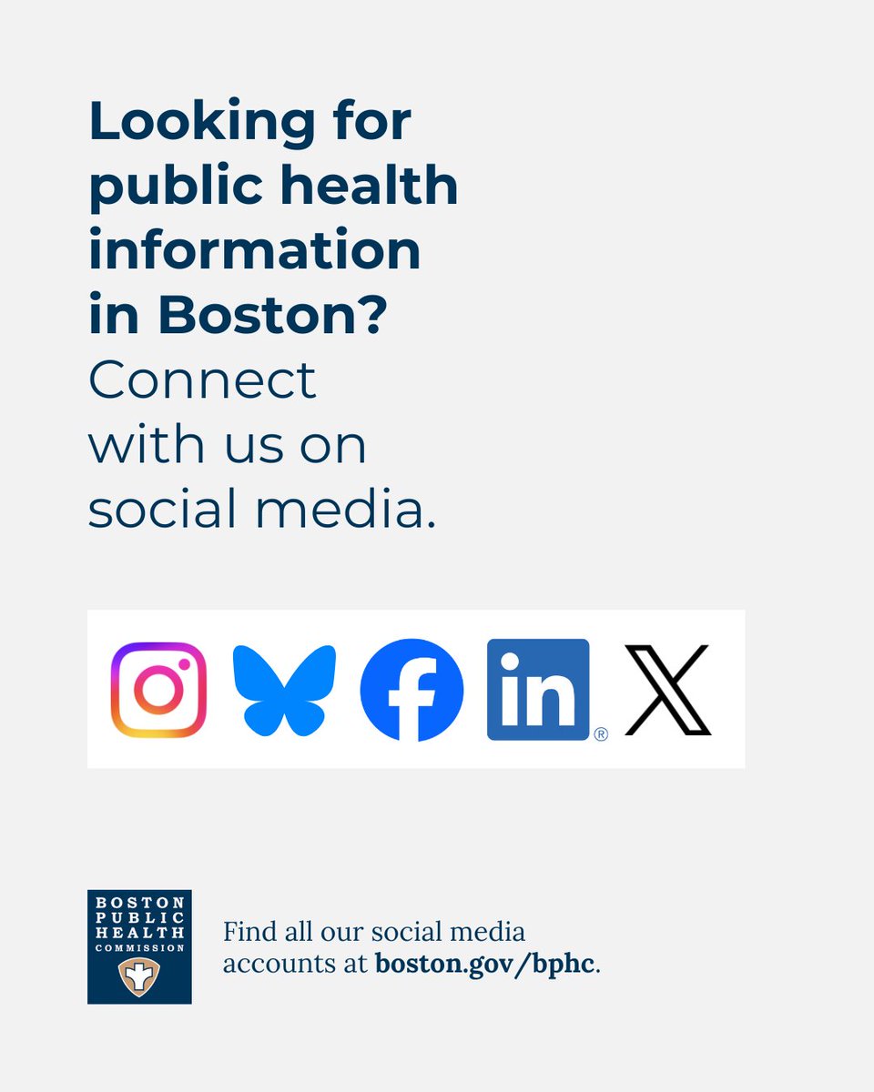 HealthyBoston's tweet image. Looking for public health information in Boston? We got you covered! We're the oldest health department in the U.S. with 40+ programs & services. Follow us for health news, guidance & information. Find all our social media accounts: boston.gov/bphc.
#PublicHealth #Boston