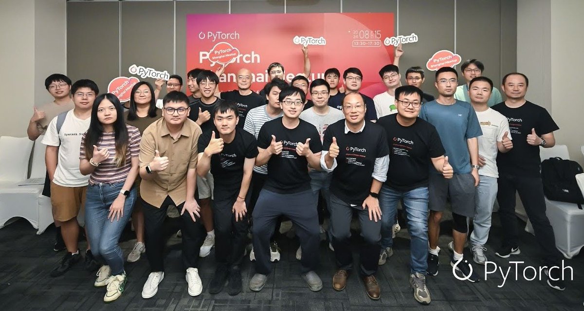 PyTorch's tweet photo. 🌎 Reflecting on 2024: A year of incredible PyTorch community events!

From meetups in Seattle, Shanghai, and Korea to global hackathons, webinars and the PyTorch Conference 2024, we celebrated learning, collaboration and innovation in AI.

➡️ Highlights and what's ahead in 2025: https://t.co/QiNC0ZWJ1J

#pytorch #opensource #ai