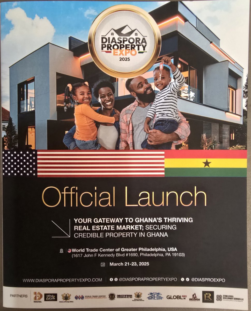NewFrontierAfrc's tweet photo. Official Launch: Diaspora Property Expo is organized by Diaspora Property Investment Ltd and Made in Ghana Consulting Ltd in partnership with Ministry of Chieftancy &amp; Religious Affairs, Ghana Real Estate Developers Association (GREDA), Global RED Consulting, Aim to impact, Canada https://t.co/Mla7vyumzw