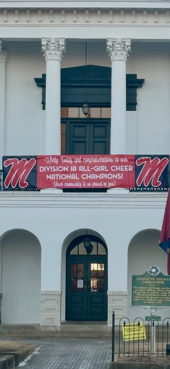 The girls that always cheer for everyone else deserve to be cheered FOR! 💪🏼👏🏼<a href="/cityofoxford/">City of Oxford</a> is celebrating our Division 1A All-Girl Cheer NATIONAL CHAMPIONS📣❤️🩵💙 <a href="/OleMiss/">Ole Miss</a> <a href="/OleMissSports/">Ole Miss Athletics</a> <a href="/OleMissCheer/">Ole Miss Cheer</a>