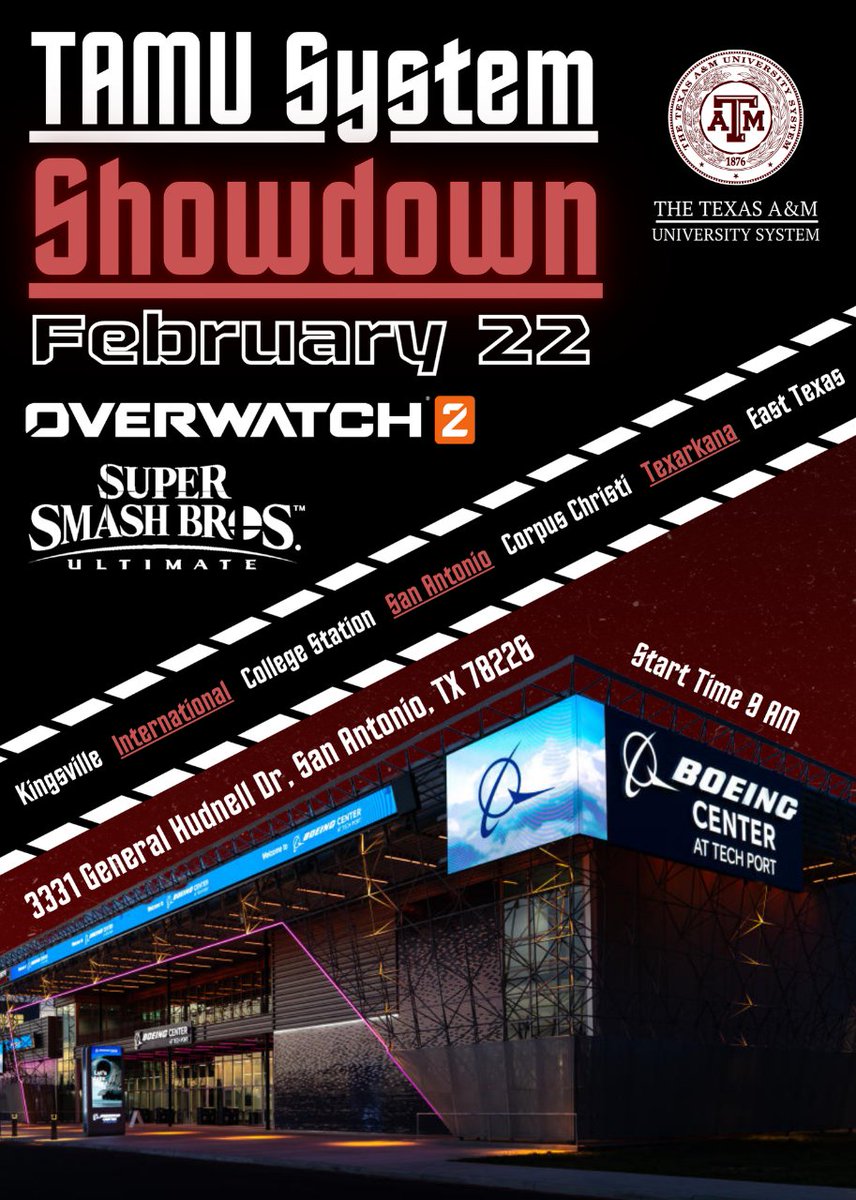 TAMUSA Esports (@tamusaesports) on Twitter photo SAVE THE DATE!
🗓️Date: 2/22
🌎Location: <a href="/TechPortEsports/">Tech Port Esports</a>
⏰Check-in starts at 9AM!
#TAMUSAEsports #esports #overwatch #ssbu #TAMUSystem #techportesports SAVE THE DATE!
🗓️Date: 2/22
🌎Location: <a href="/TechPortEsports/">Tech Port Esports</a>
⏰Check-in starts at 9AM!
#TAMUSAEsports #esports #overwatch #ssbu #TAMUSystem #techportesports