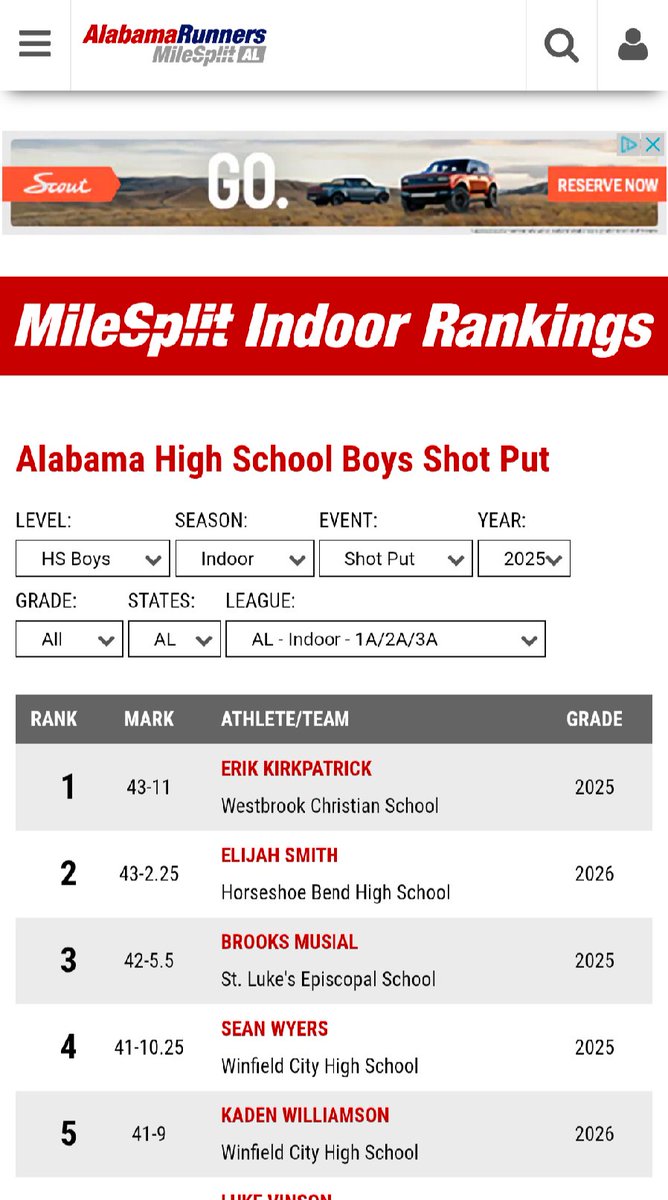 Eric Kirkpatrick | 2025 | OG/OT (@kirkpatrick_emk) on Twitter photo Ranked #1 heading into state next weekend after hitting a new #pr! I'm getting ready to throw ๐ช #shotput #track #trackandfield
<a href="/_Max_Donaldson/">Maxwell Donaldson</a> <a href="/DexPreps/">DexPreps</a> <a href="/HallTechSports1/">Hall-Tech Sports</a> <a href="/AthEliteNation/">Brian Creel</a> <a href="/WCSSportsNews/">WCS Athletics</a> <a href="/milesplit/">MileSplit US</a> <a href="/AHSAAUpdates/">AHSAA</a> Ranked #1 heading into state next weekend after hitting a new #pr! I'm getting ready to throw ๐ช #shotput #track #trackandfield
<a href="/_Max_Donaldson/">Maxwell Donaldson</a> <a href="/DexPreps/">DexPreps</a> <a href="/HallTechSports1/">Hall-Tech Sports</a> <a href="/AthEliteNation/">Brian Creel</a> <a href="/WCSSportsNews/">WCS Athletics</a> <a href="/milesplit/">MileSplit US</a> <a href="/AHSAAUpdates/">AHSAA</a>