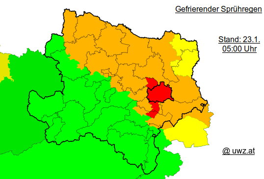 uwz_at's tweet image. Guten Morgen aus der Unwetterzentrale. Besonders in #Wien und Umgebung hat es in der Nacht langanhaltenden gefrierenden Sprühregen gegeben. Hier sollte man auf dem Weg zur Arbeit also sehr aufpassen. #Eis