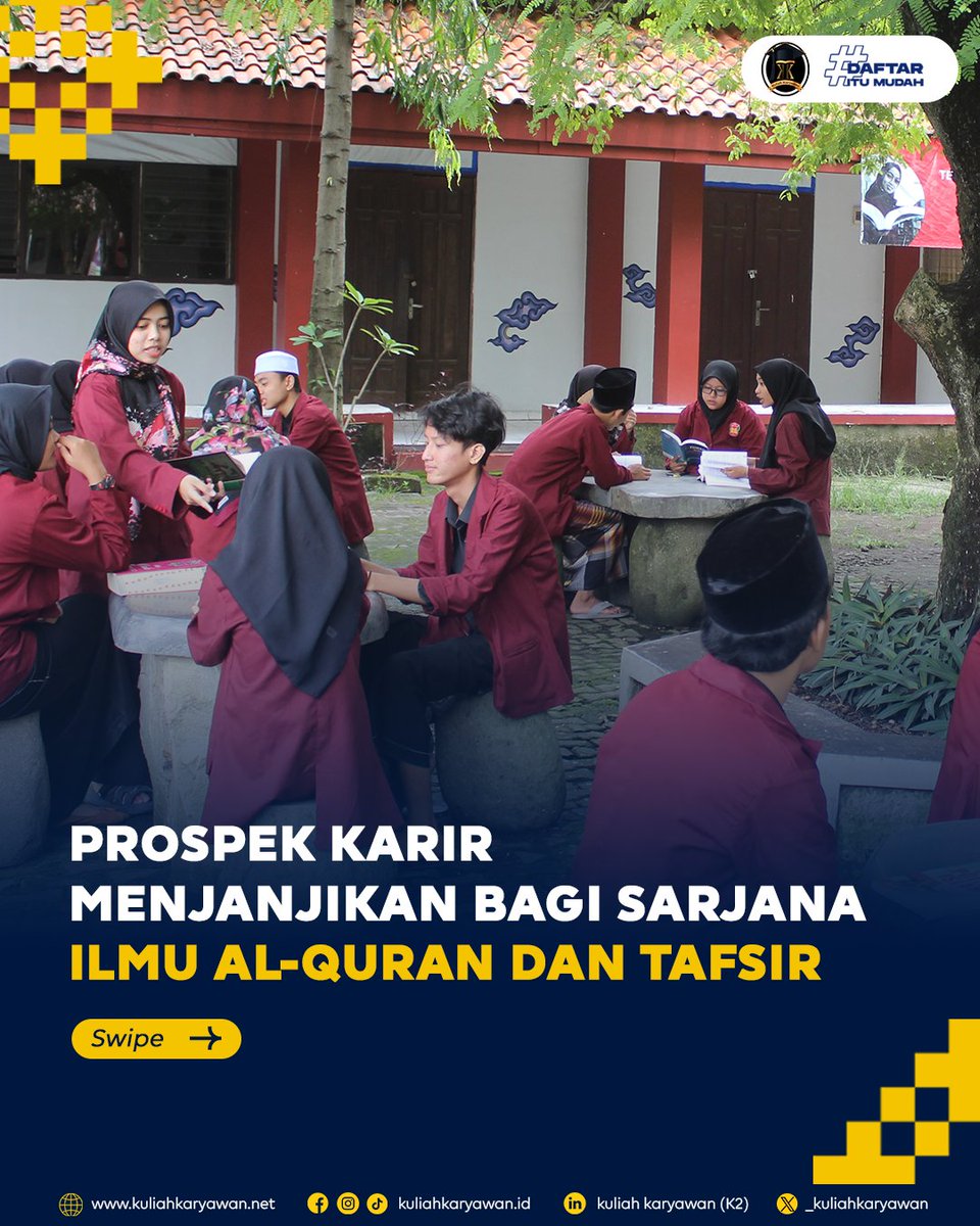 _kuliahkaryawan's tweet photo. Prospek Karir Menjanjikan bagi Sarjana Ilmu Al-Quran dan Tafsir
Gimana?? Sobat K2 Tertarik Kuliah Jurusan S1 Ilmu Al-Quran dan Tafsir
Daftar aja di Kampus Institut Studi Islam Fahmina
Informasi Pendaftaran Online : https://t.co/HD0xYR3DM4

#kuliahkaryawan #infocirebon #kuliah https://t.co/PmaDc2QGNn