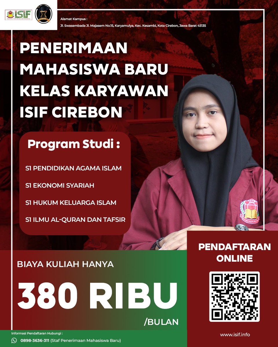 _kuliahkaryawan's tweet photo. Prospek Karir Menjanjikan bagi Sarjana Ilmu Al-Quran dan Tafsir
Gimana?? Sobat K2 Tertarik Kuliah Jurusan S1 Ilmu Al-Quran dan Tafsir
Daftar aja di Kampus Institut Studi Islam Fahmina
Informasi Pendaftaran Online : https://t.co/HD0xYR3DM4

#kuliahkaryawan #infocirebon #kuliah https://t.co/PmaDc2QGNn