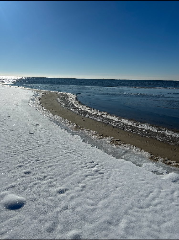 This was the beach in Pass Christian, Mississippi this morning. 🥶🤯