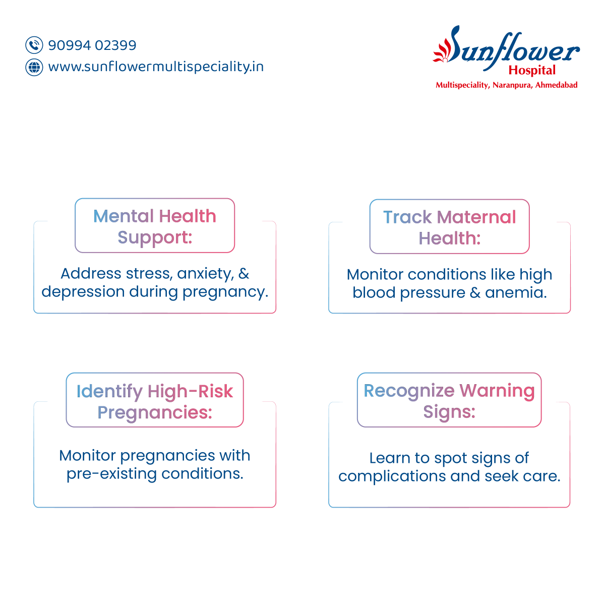SunflowerMSH's tweet image. A #MothersHealth is the foundation of a family’s future. Today, on #MaternalHealthAwarenessDay, we renew our commitment to providing exceptional care and support to every #Mother, every step of the way. 

Visit: sunflowermultispeciality.in

#SunflowerMultispecialityHospital