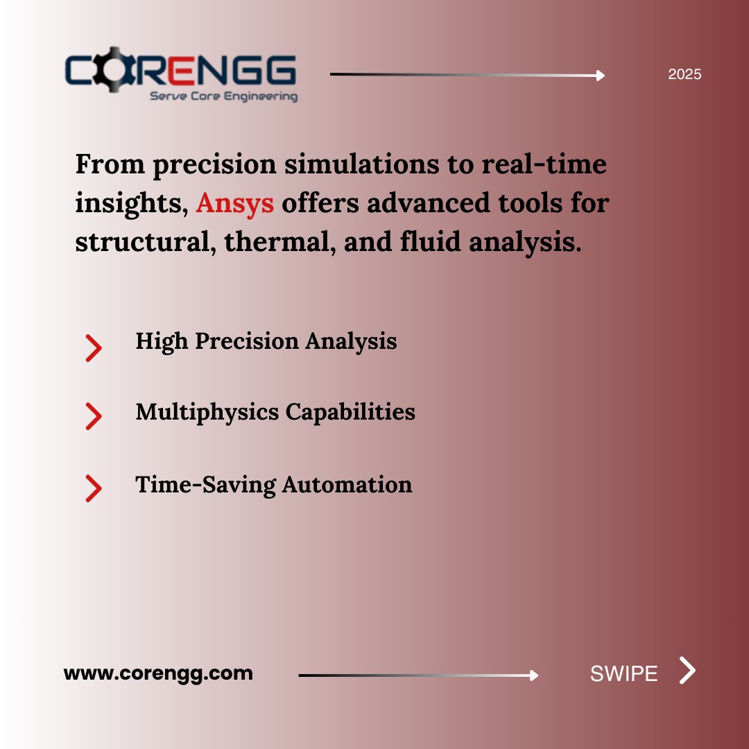 corenggtech's tweet image. Experience Engineering Accuracy Like Never Before with Ansys!
@corenggtech brings tailored Ansys solutions to help you innovate faster, cut costs, and stay ahead of the curve.
Website: corengg.com/ansys/
#Ansys #EngineeringAccuracy #AnsysSimulation #CorenggTechnologies