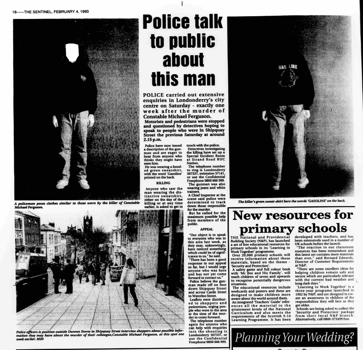 #OnThisDay in 1993 the IRA murdered Michael Ferguson, 21, from Omagh. Catholic RUC on guard outside Richmond Ctr, Londonderry as colleagues inside answered a call. Murderer walked up behind &amp; shot Const Ferguson in head. Further Information sought. #OTD bbc.co.uk/news/world-eur……