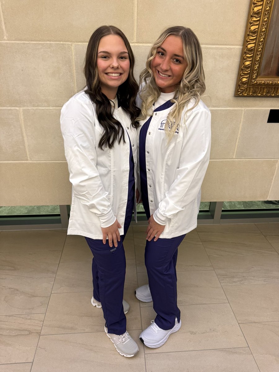 UMU_Softball's tweet photo. Congratulations to Josie and Kyndall on earning their white coats! We are so proud of you 💜 https://t.co/3lpjvOsZBU