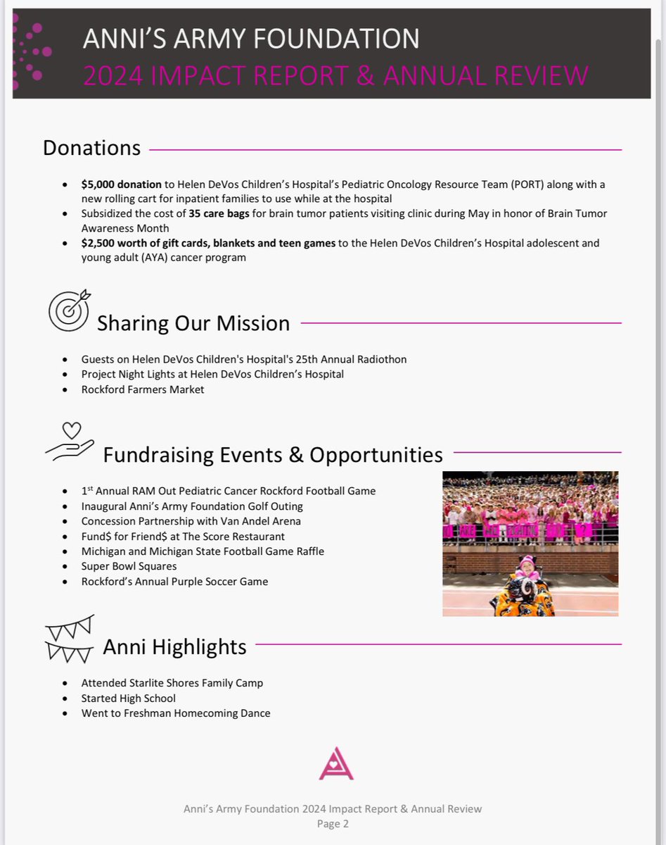 We are so thrilled to share our Impact Report from this past year. None of this is possible without your generosity. We will continue to fight for a cure and make a difference for these families throughout Michigan going into 2025. THANK YOU!!!